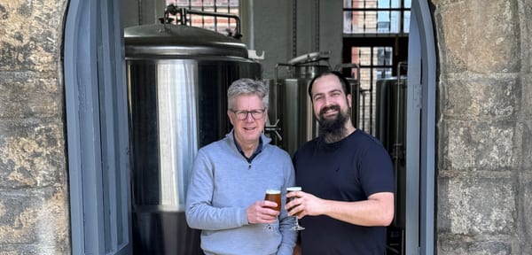 Andy Hook owner Blackfriars with Ben Hall head brewer of St Dominics Brewery at Blackfriars Newcastle